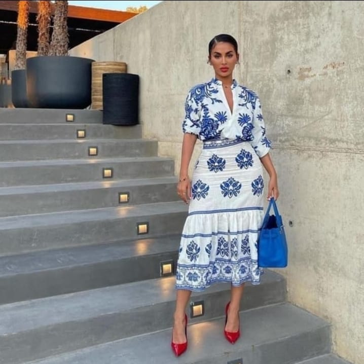 Mosaic Printed skirt and top two piece set.