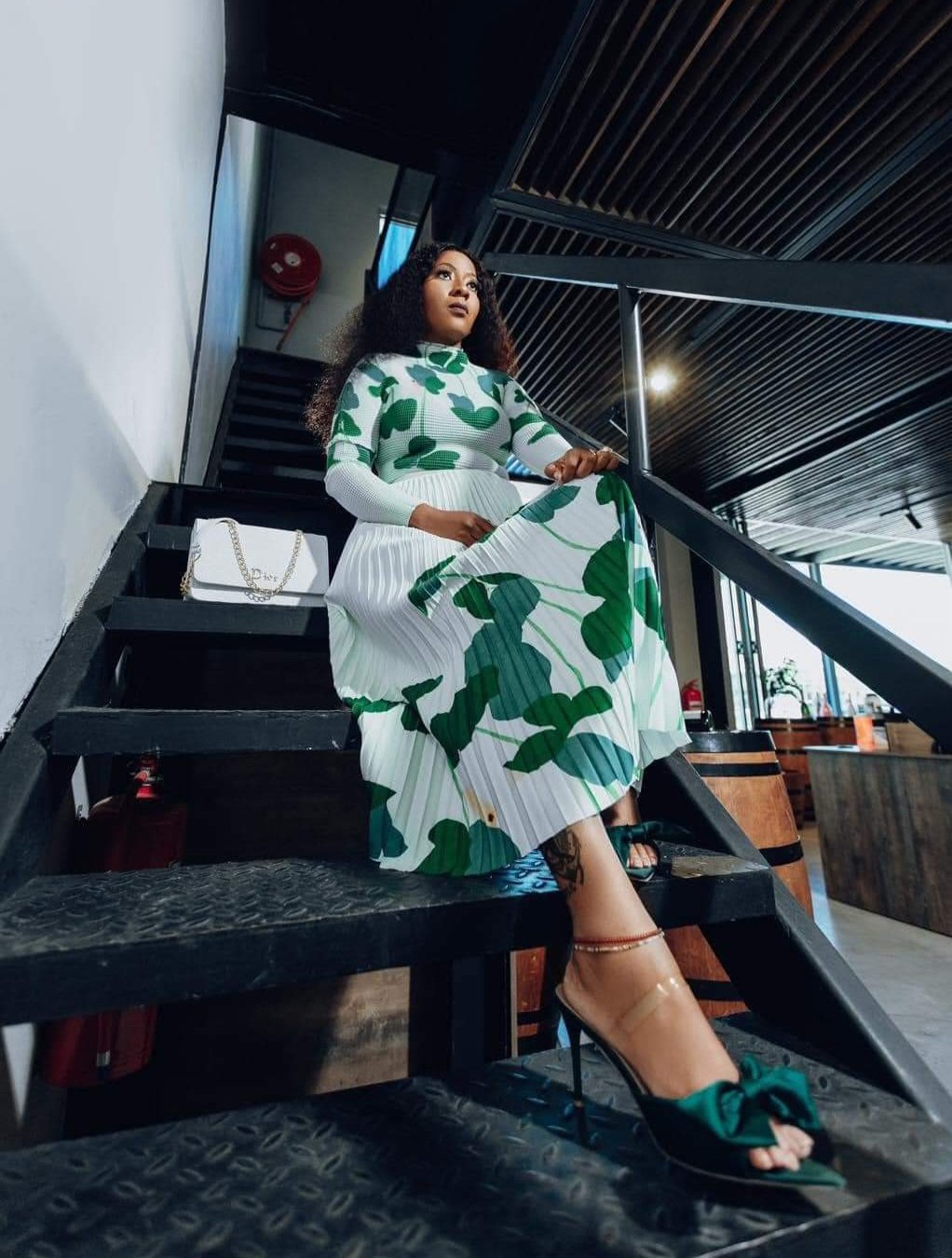 Green Leaf Fine pleated set