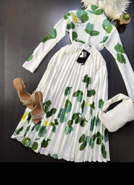 Green Leaf Fine pleated set