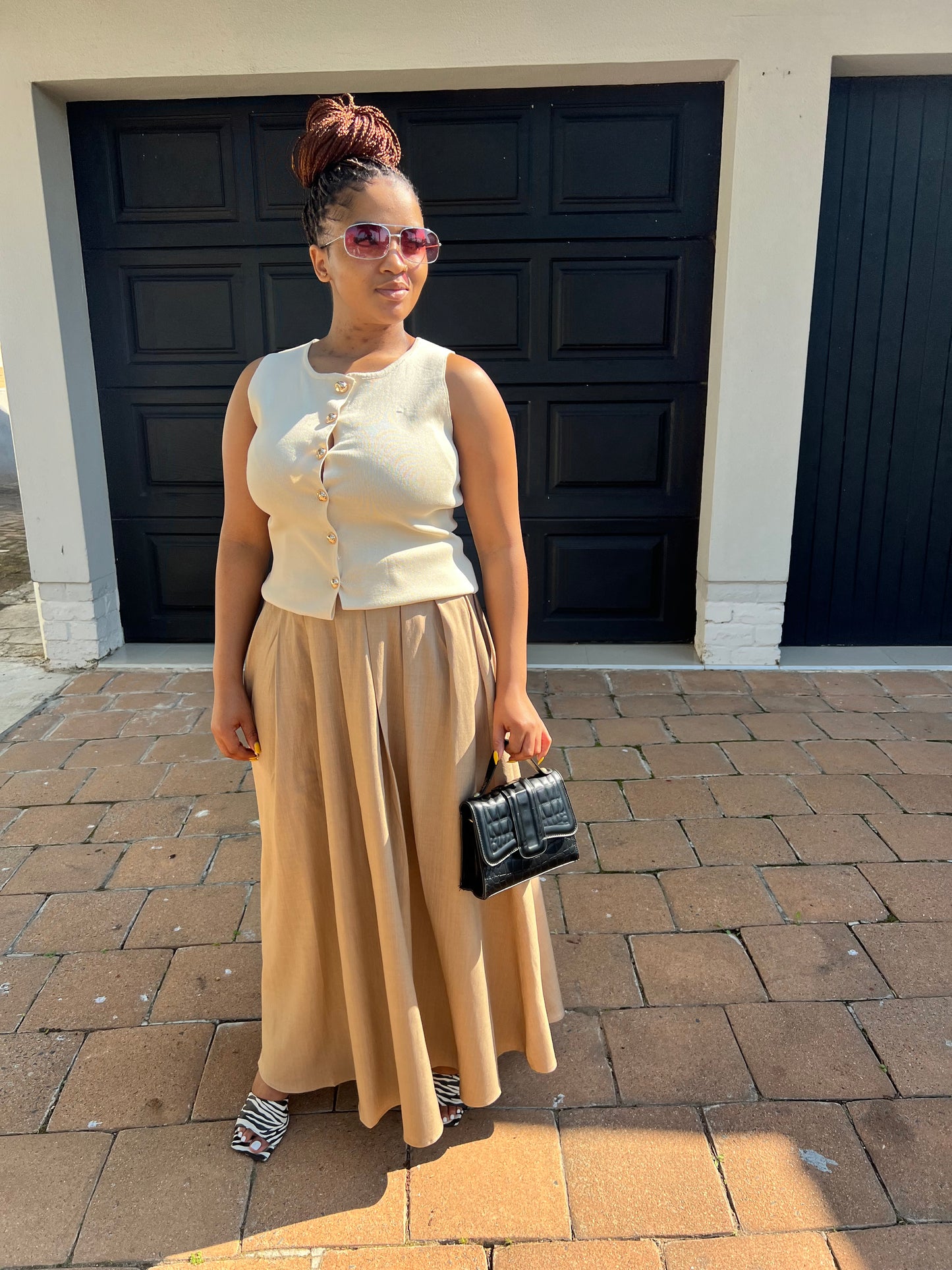figure hugging skirt and flare bottom