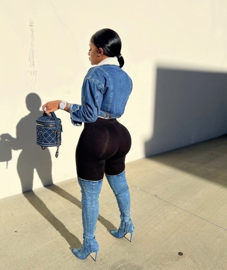 sheep collar crop denim jacket