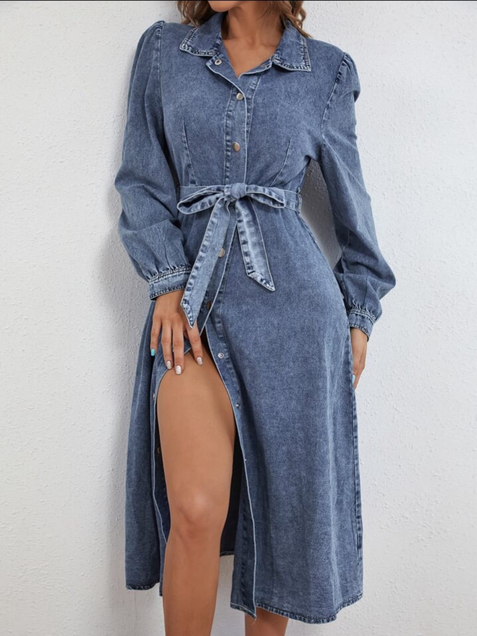 Button down denim dress