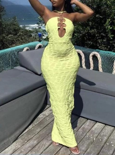 Open front shrinked maxi dress