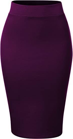 plum short pencil skirt