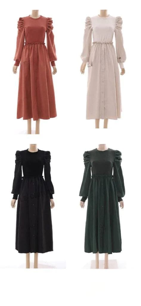 Modest puff sleeve dress