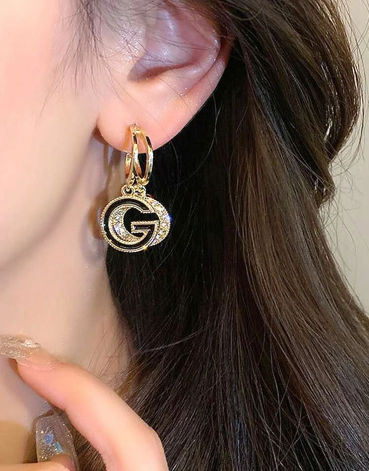 Rhinestone Decor Round Drop Earrings