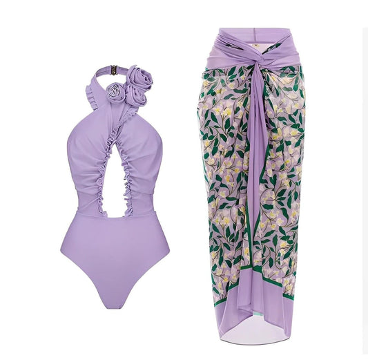 Floral purple swimwear