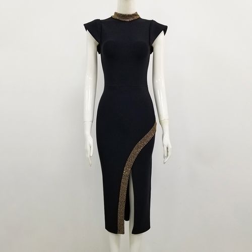 Front slit bodycon dress