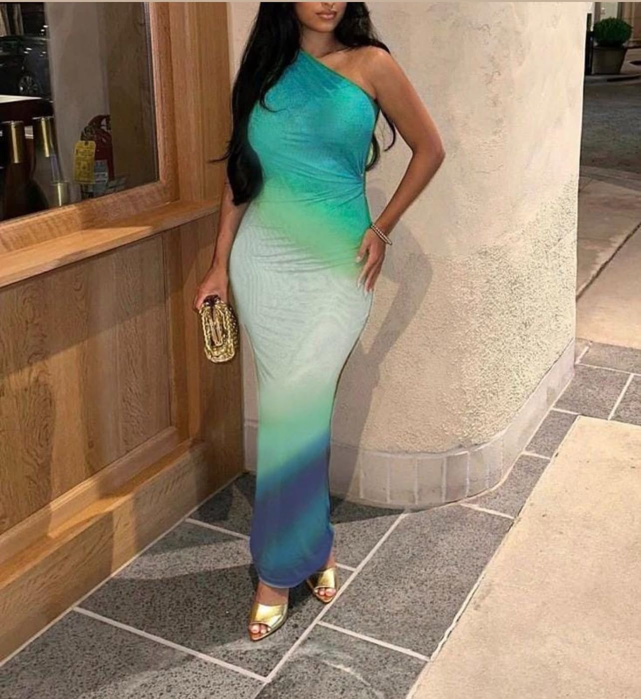single arm ombre dress