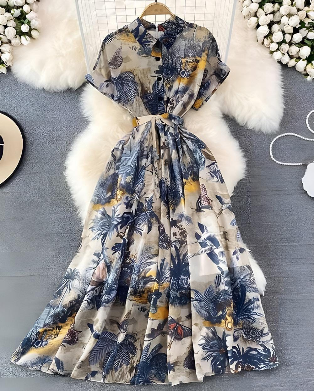 floral button dress