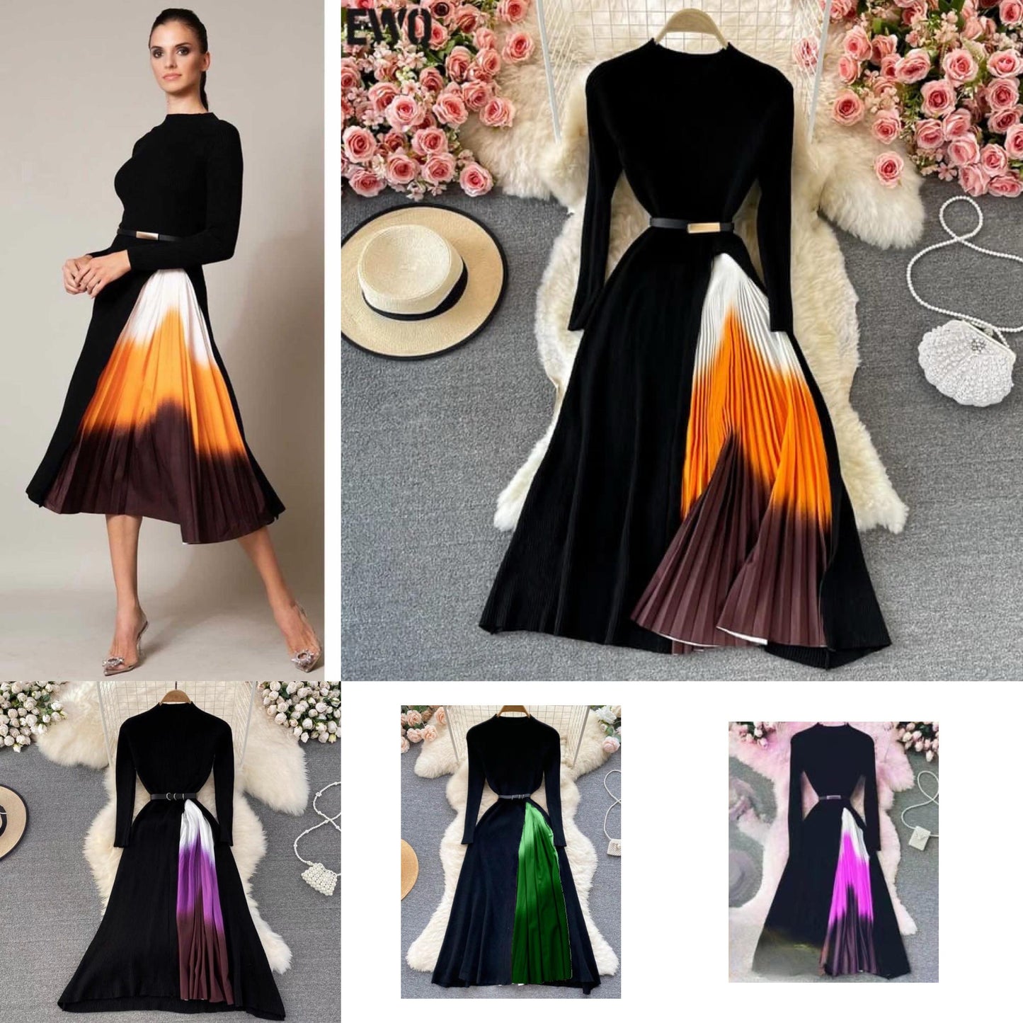 pleated toned dress