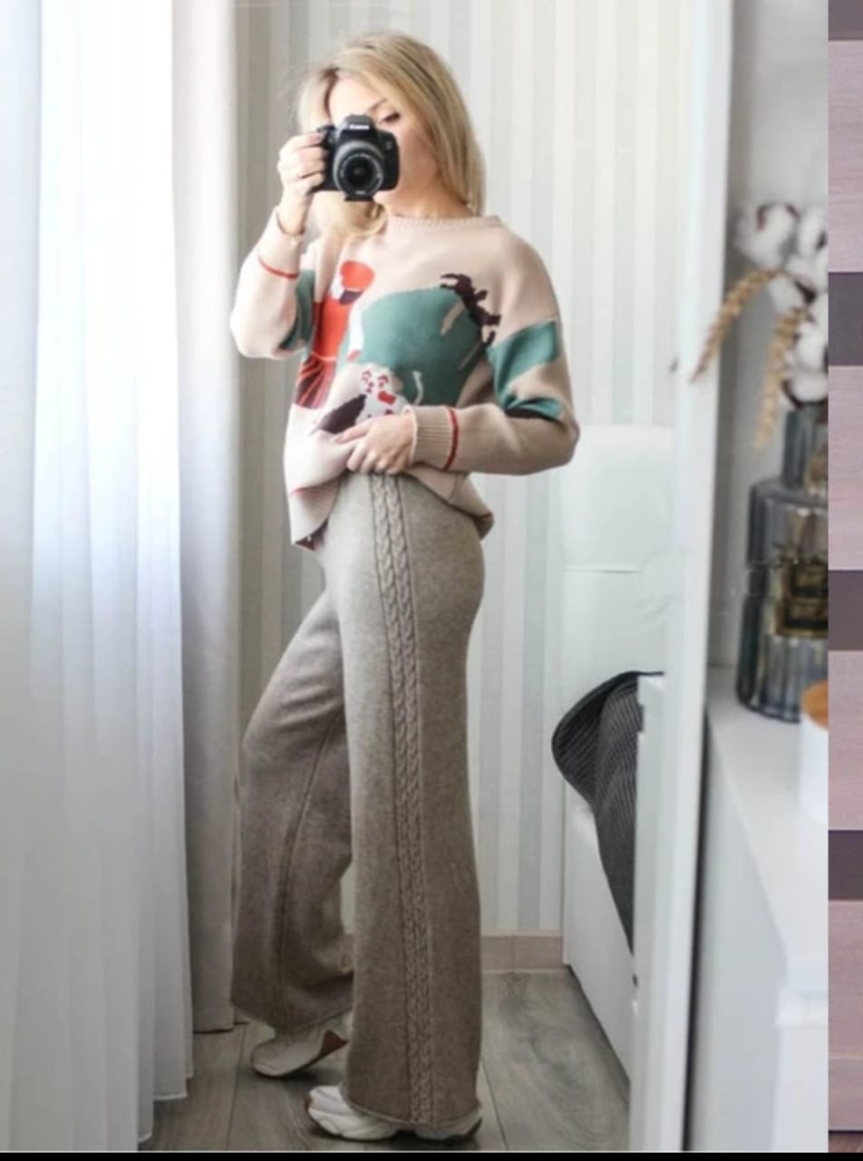 Grey knit twin set