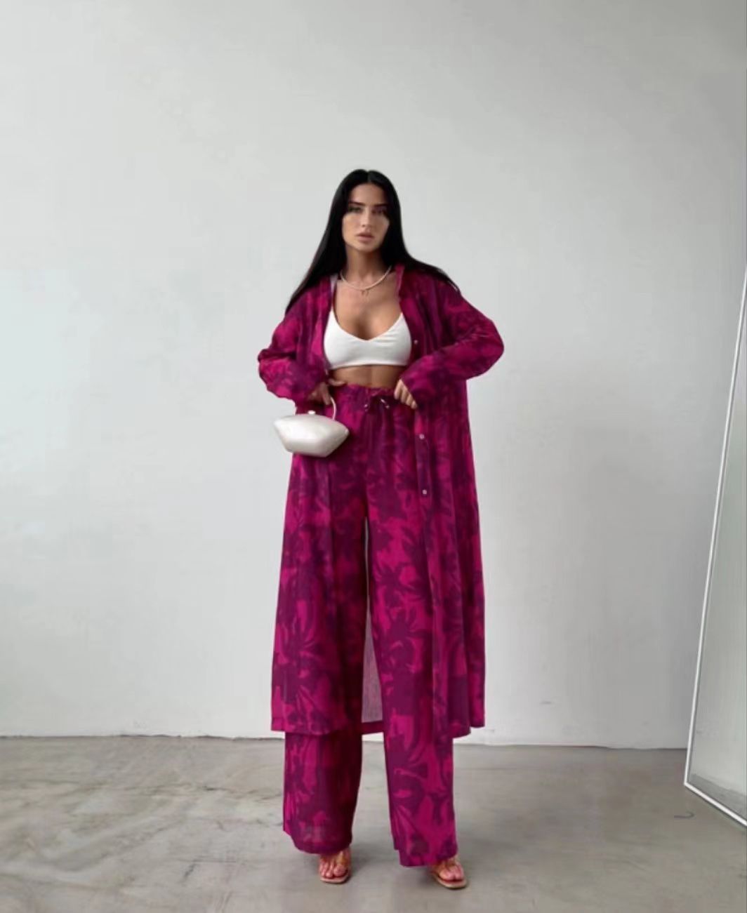 printed modest twin set