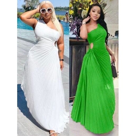 One arm pleated dress