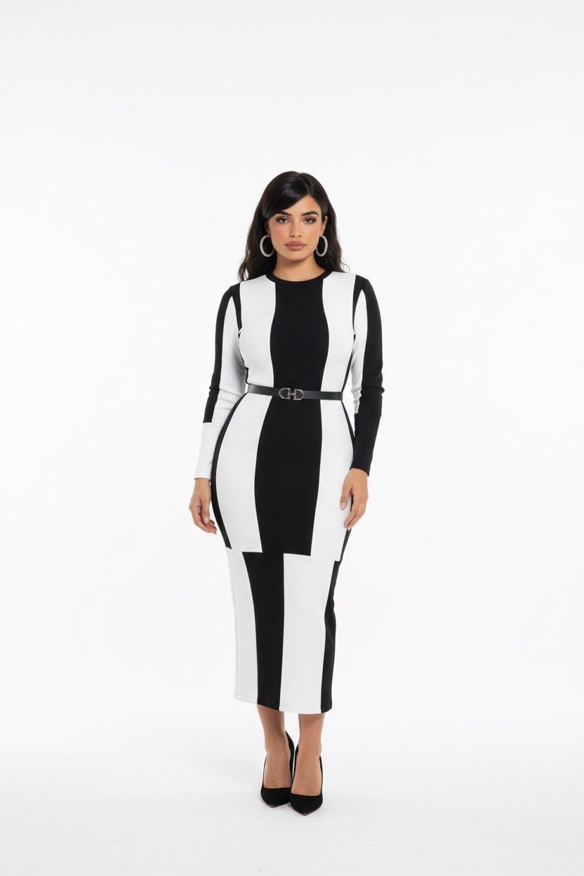 monochrome winter dress