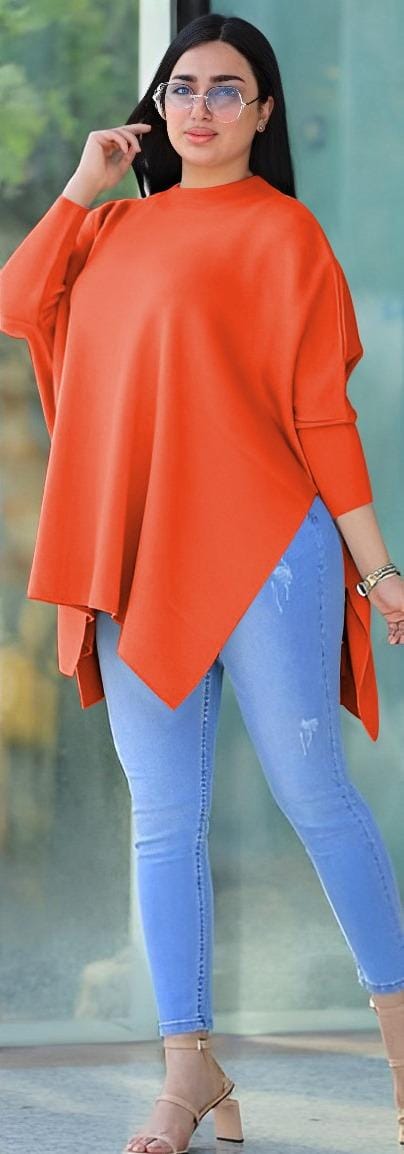 orange pullover top