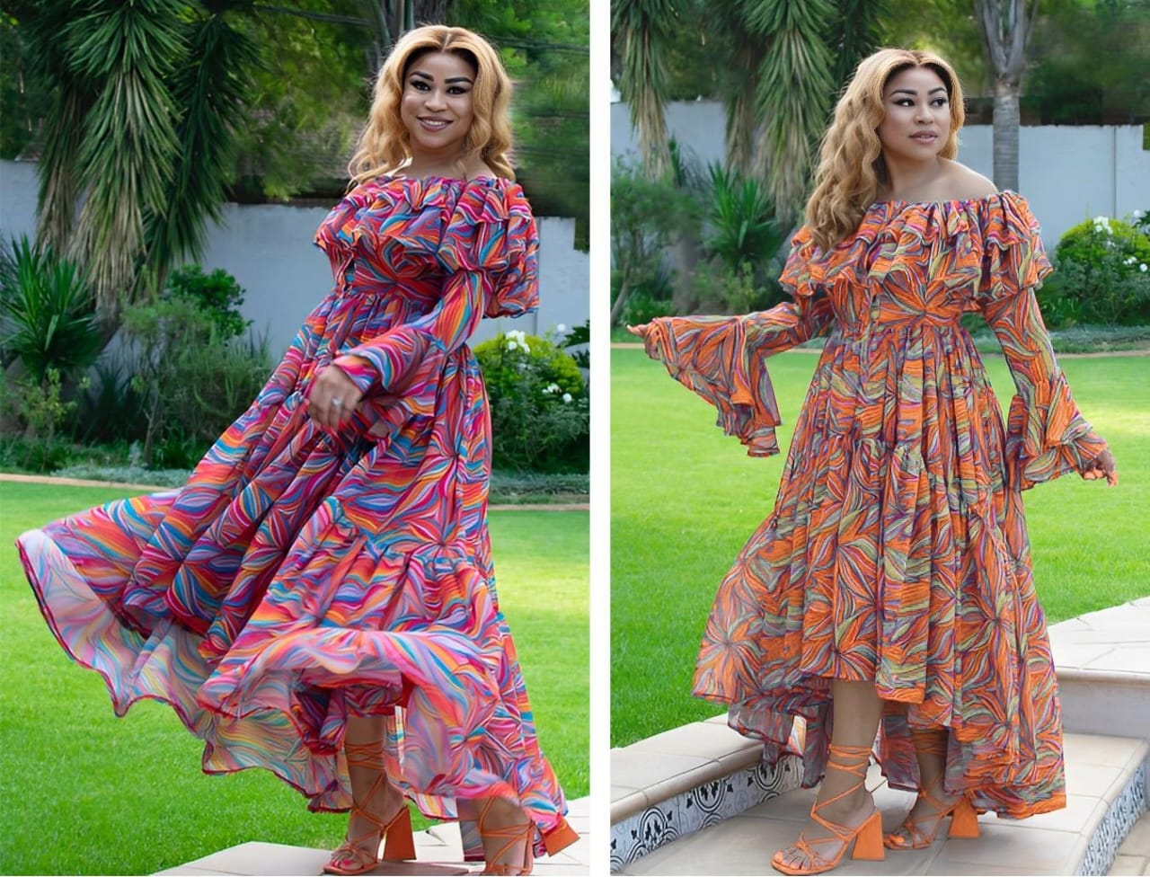 Colorful ruffle flowy dress