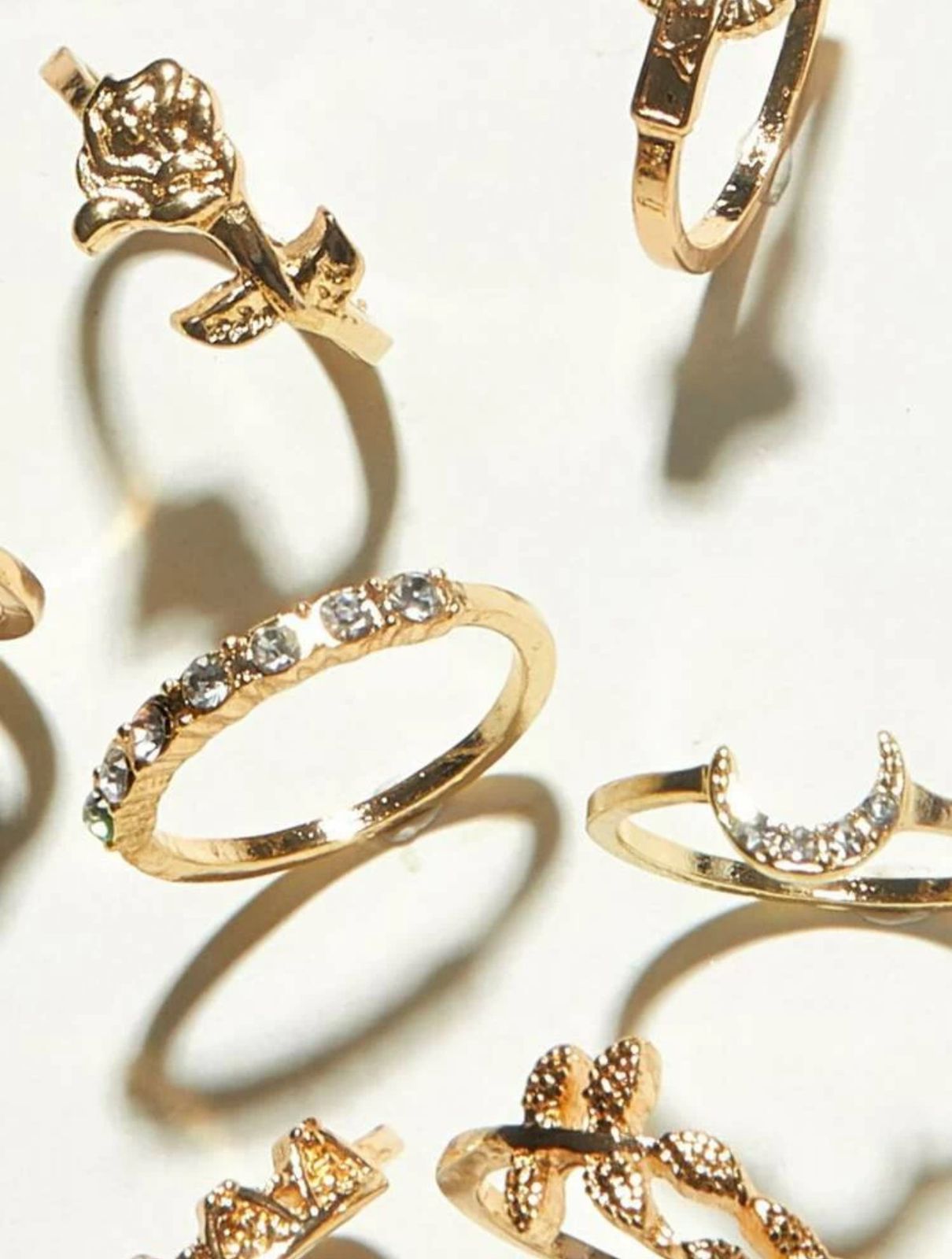 9pcs Rhinestone Decor Moon Rings