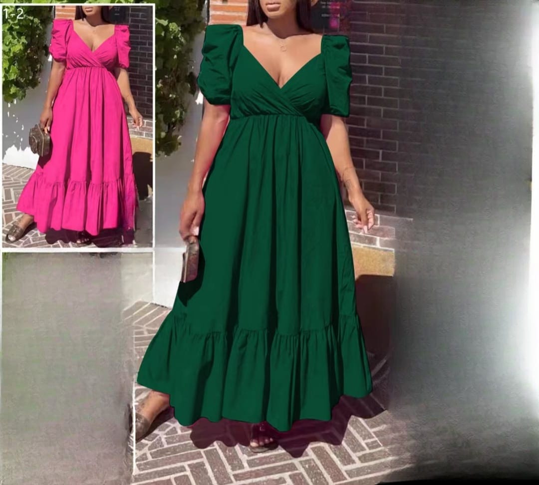 Relaxed balloon sleeves dress