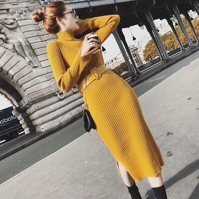 High Neck Ribbed Dress
