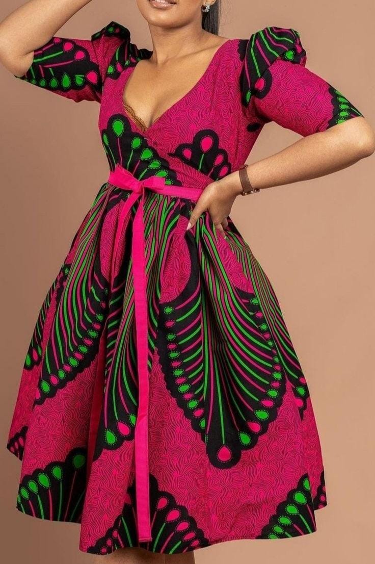 Belted Ankara dress