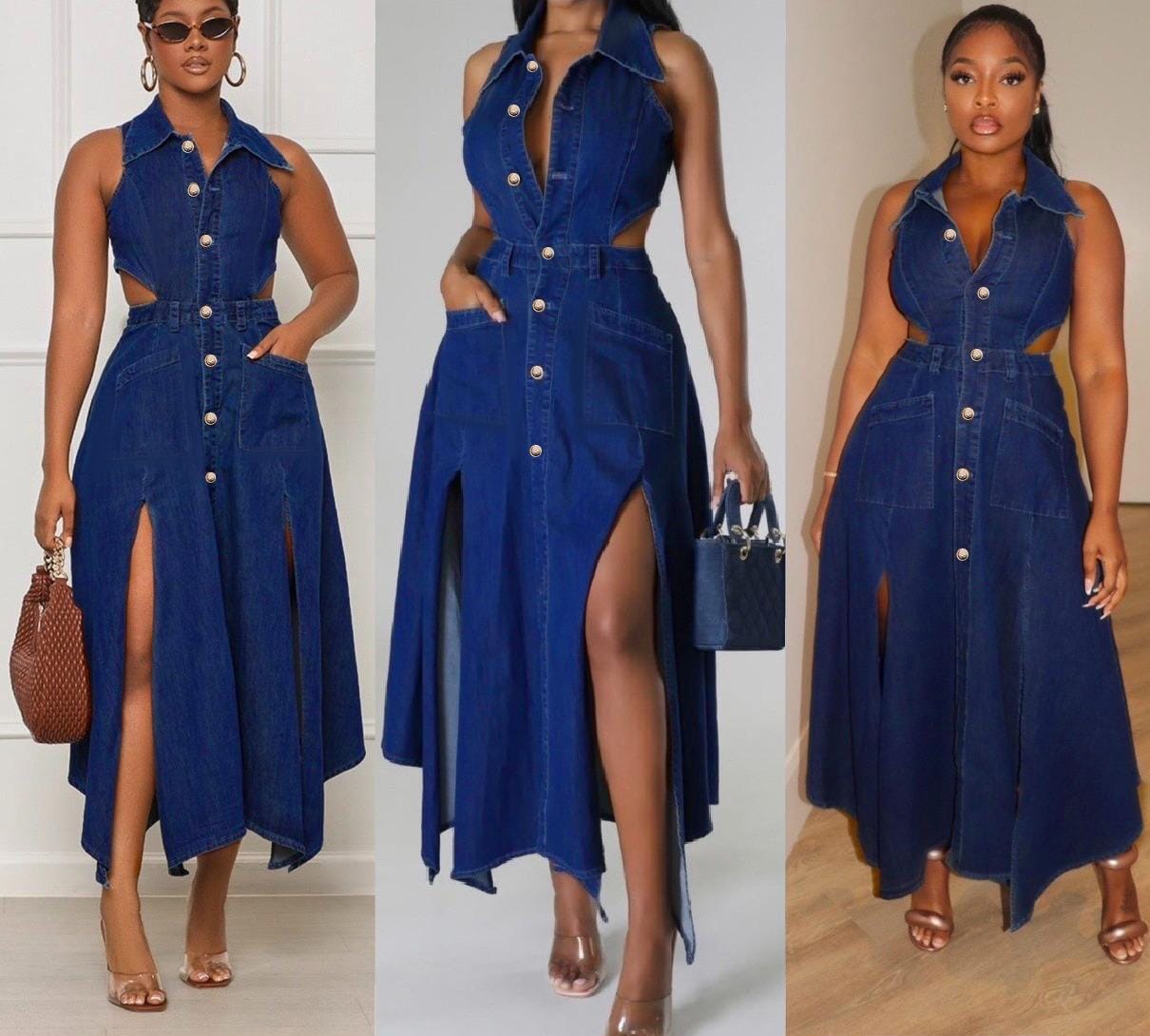 sleeveless denim dress