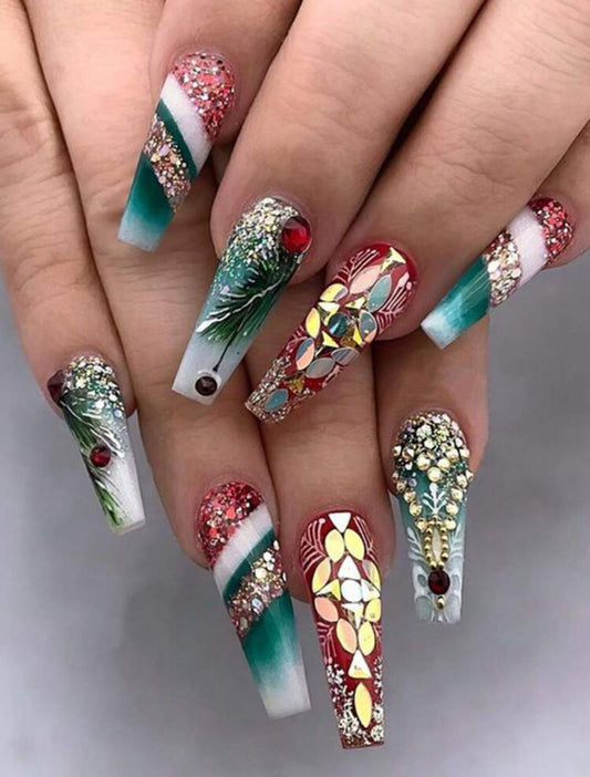Christmas Inspired fake nails