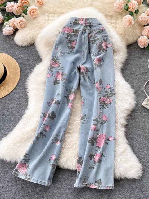 Pink Floral mom jean