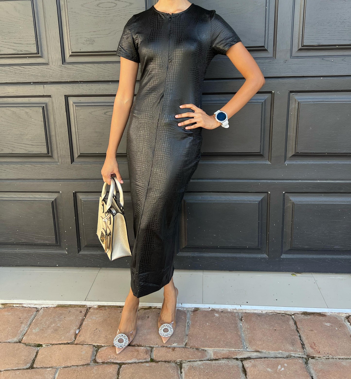 PU Leather croc finish dress