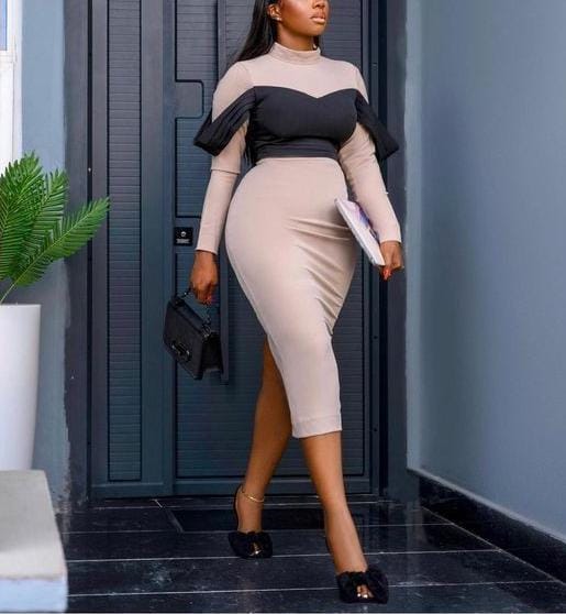 High neck bodycon dress