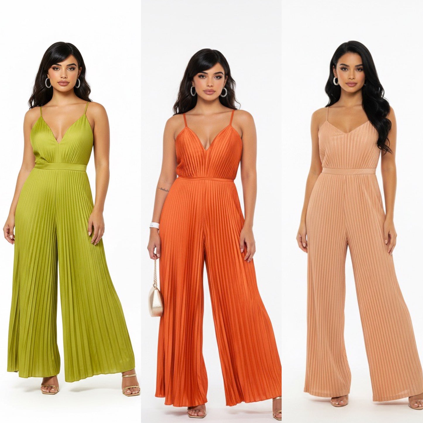 Strap pleated jumpsuit