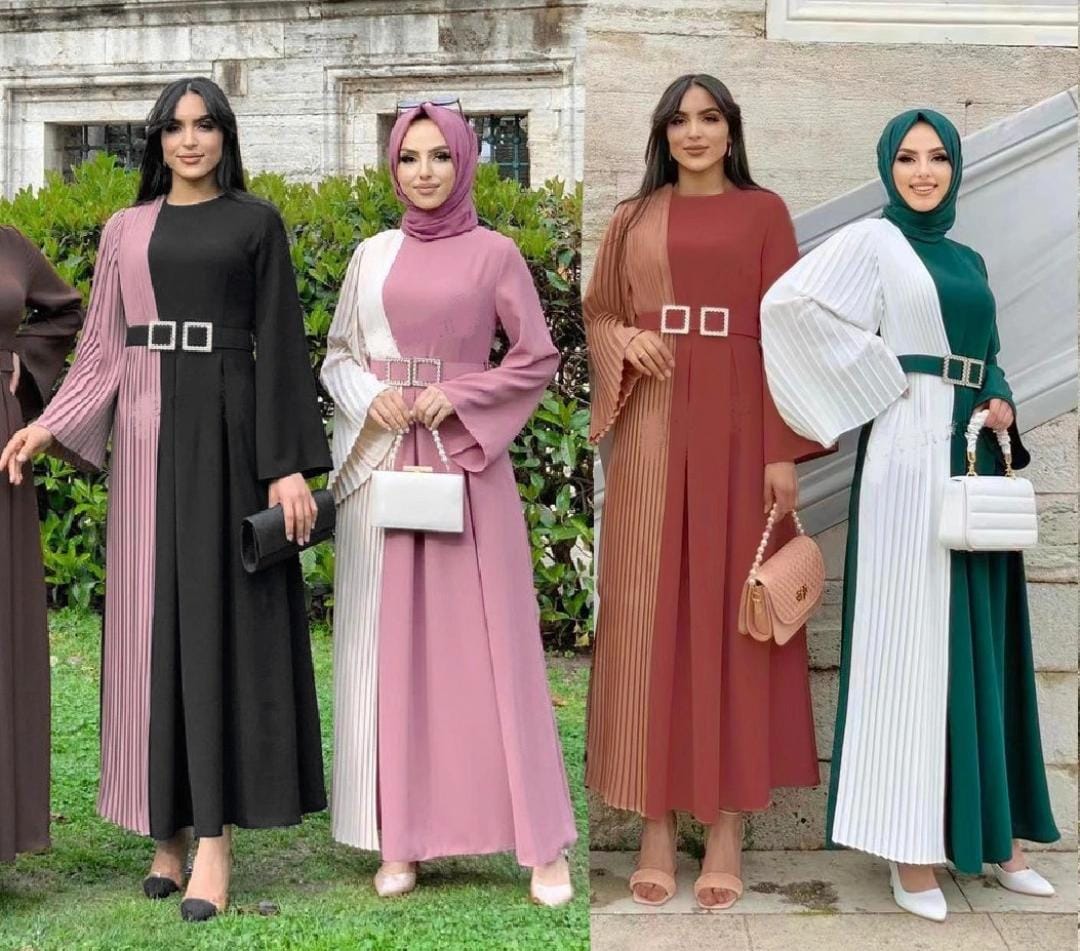 2 tone pleated side dress