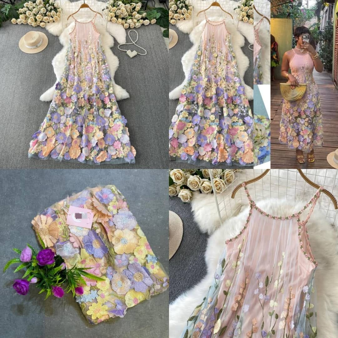Backless floral flare dress