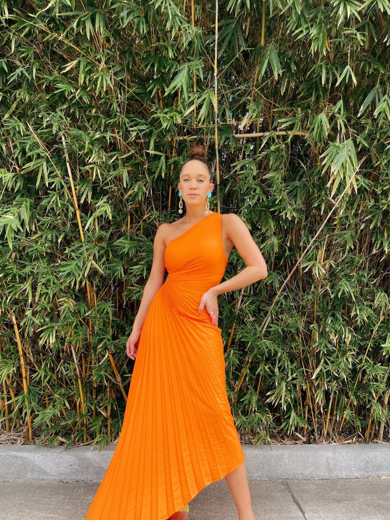 One arm pleated dress