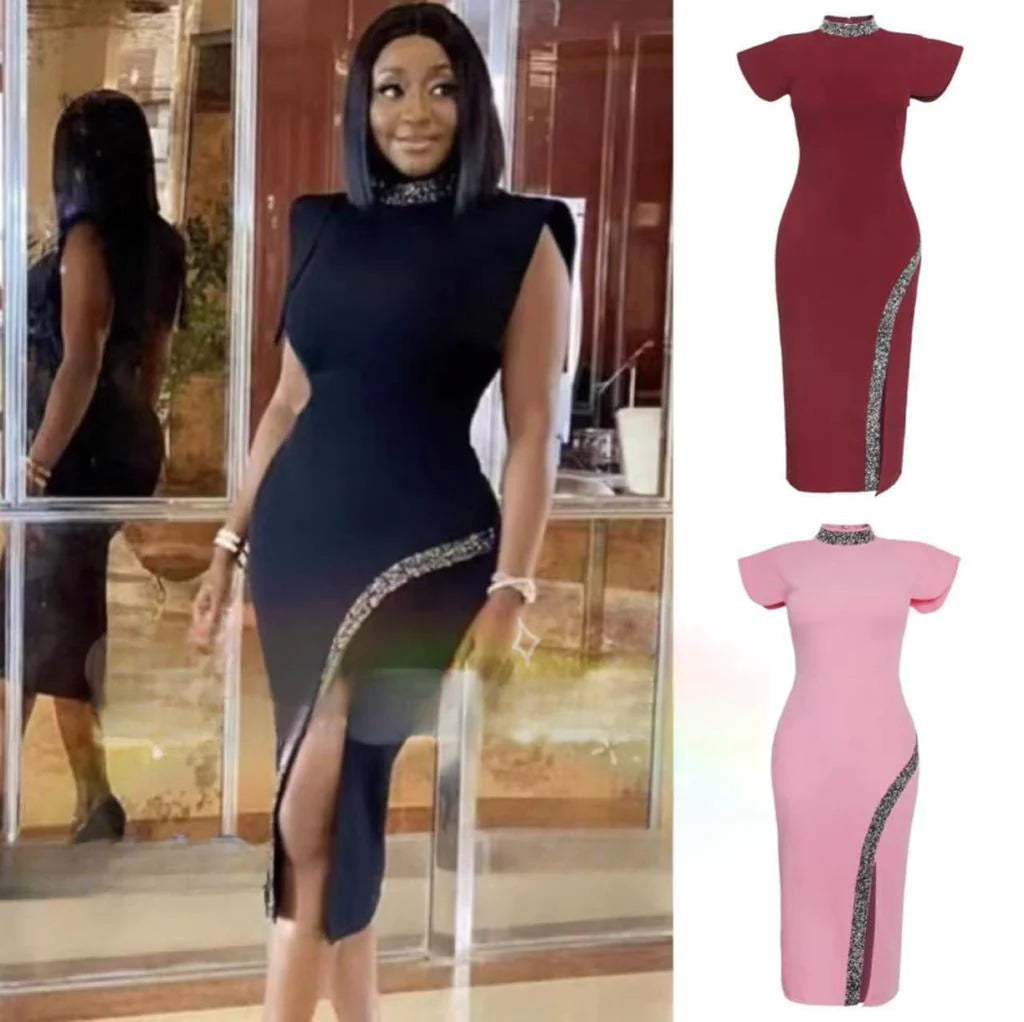 Front slit bodycon dress