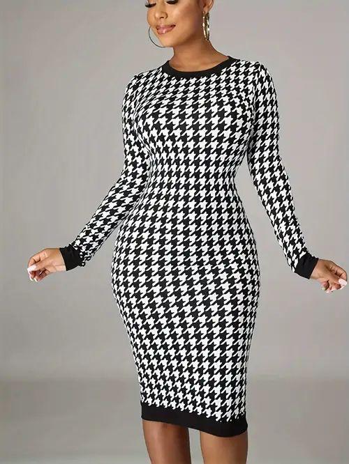 houndstooth knit dress
