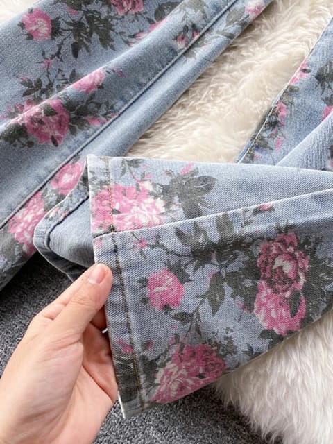 Pink Floral mom jean