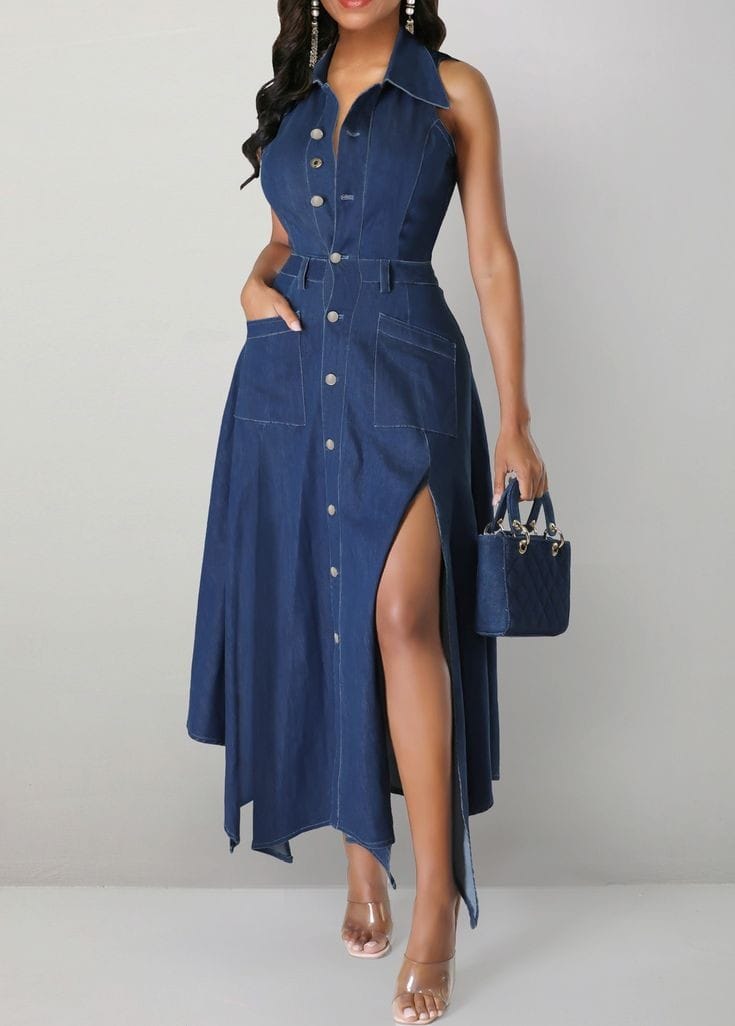 sleeveless denim dress