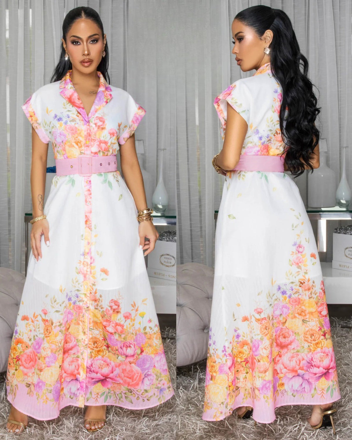 FLORAL SHIRT DRESS