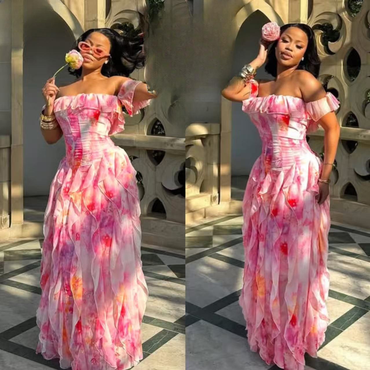 Off shoulder floral dress