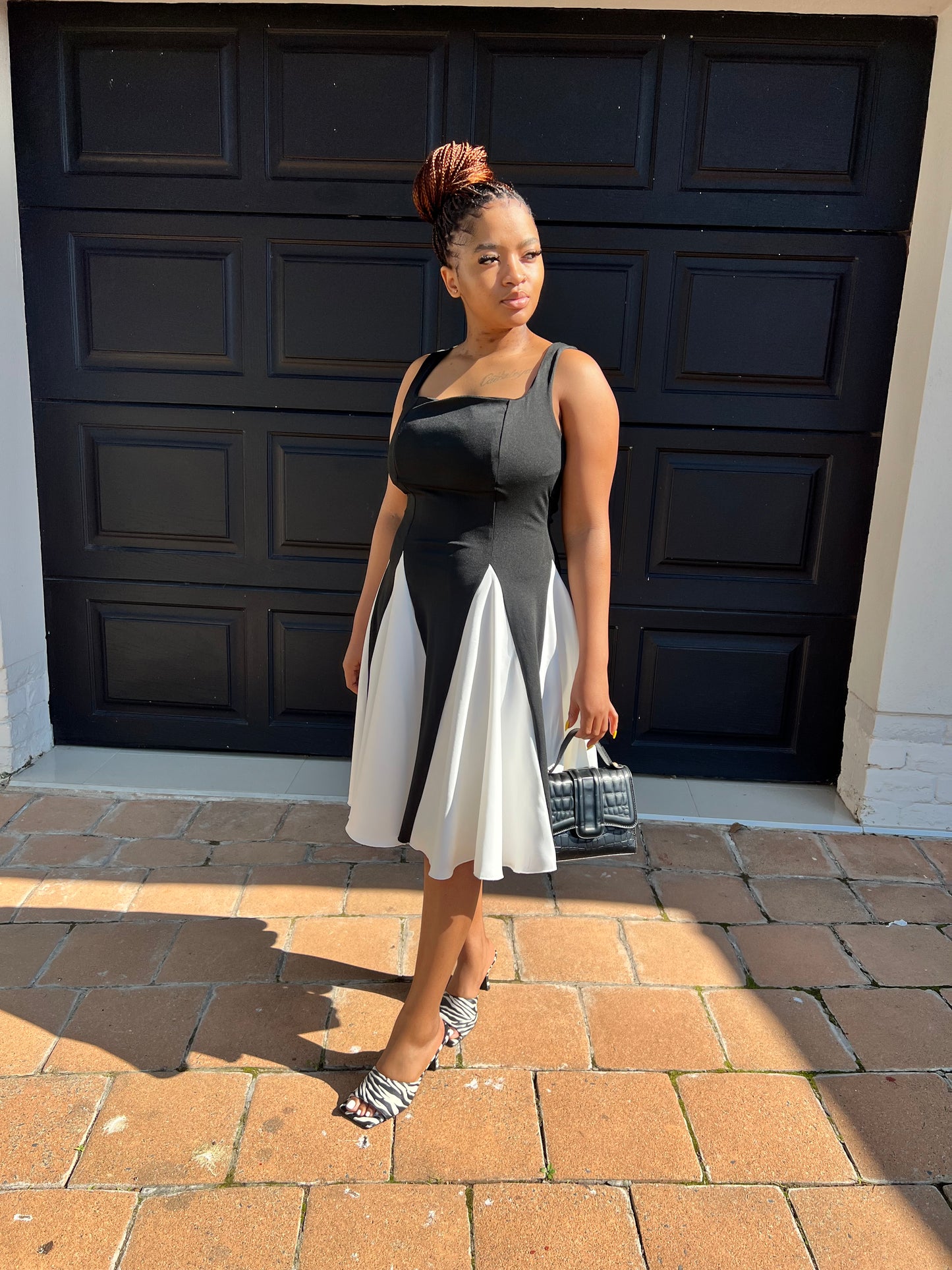 short monochrome dress