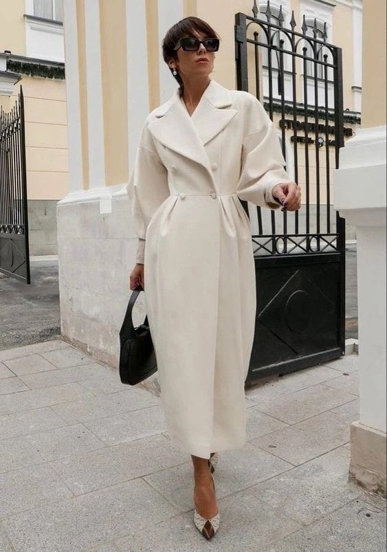 Balloon sleeves maxi coat