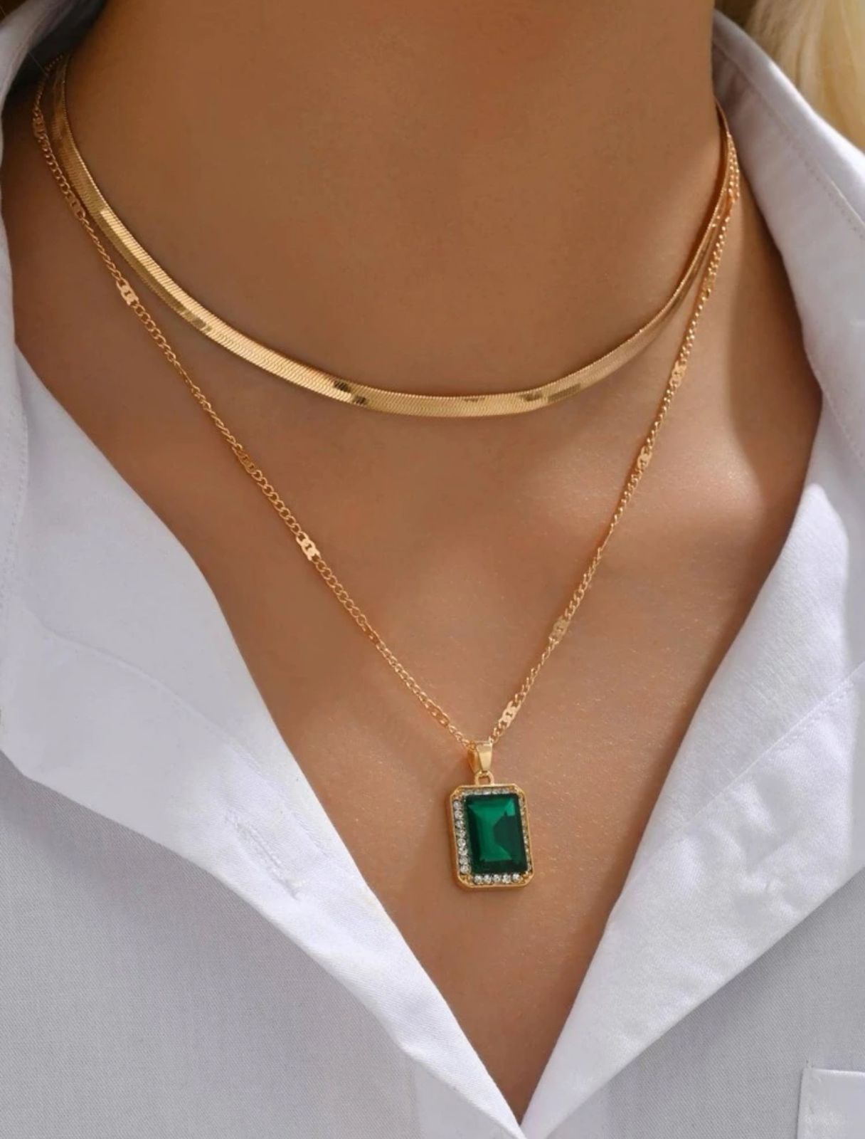 Green Pastel pendant necklace
