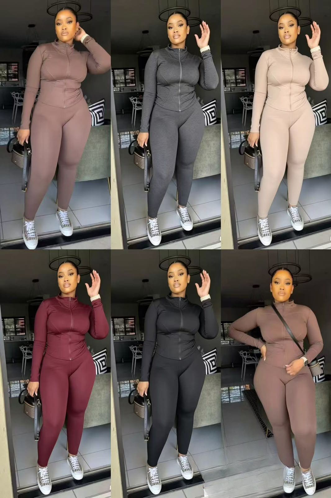 gym set with a zip jacket