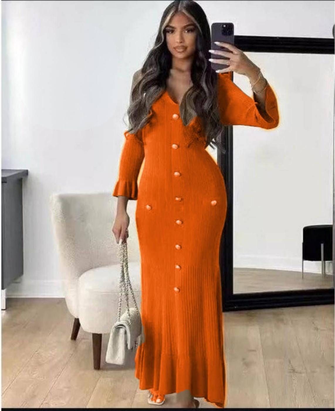 knit strips button dress