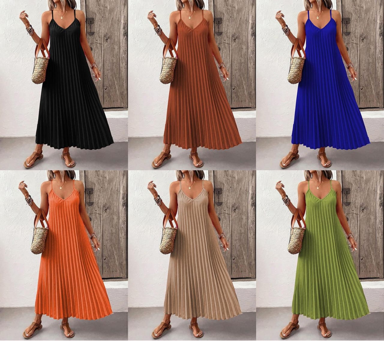 Strap pleated dress