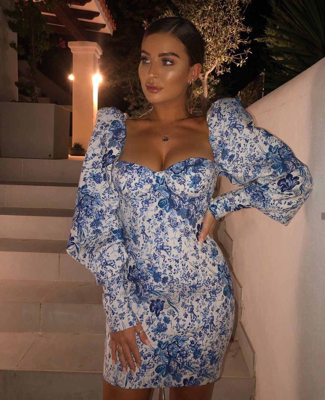 Puff sleeve floral midi dress