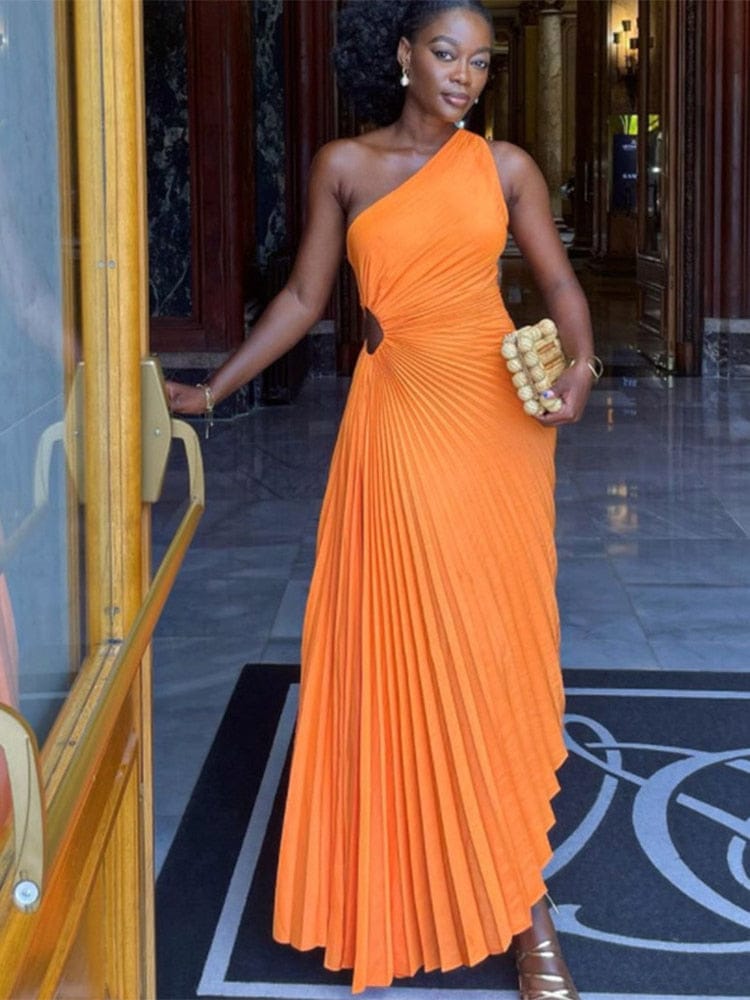One arm pleated dress