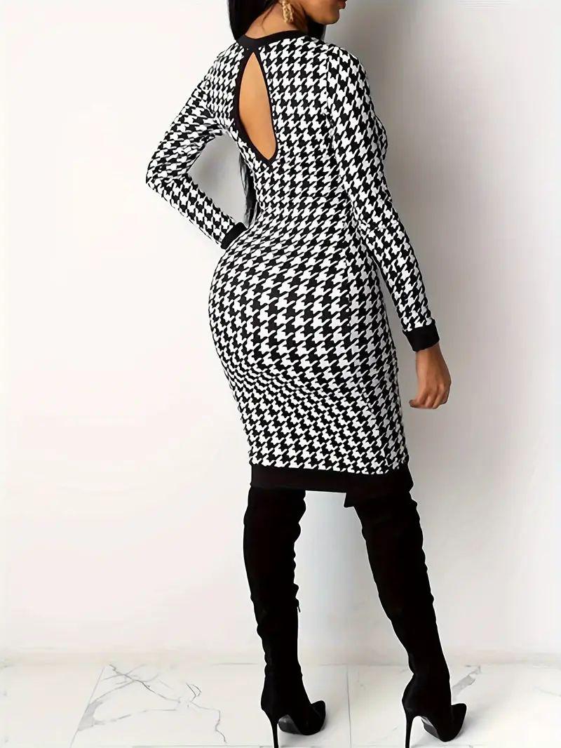 houndstooth knit dress