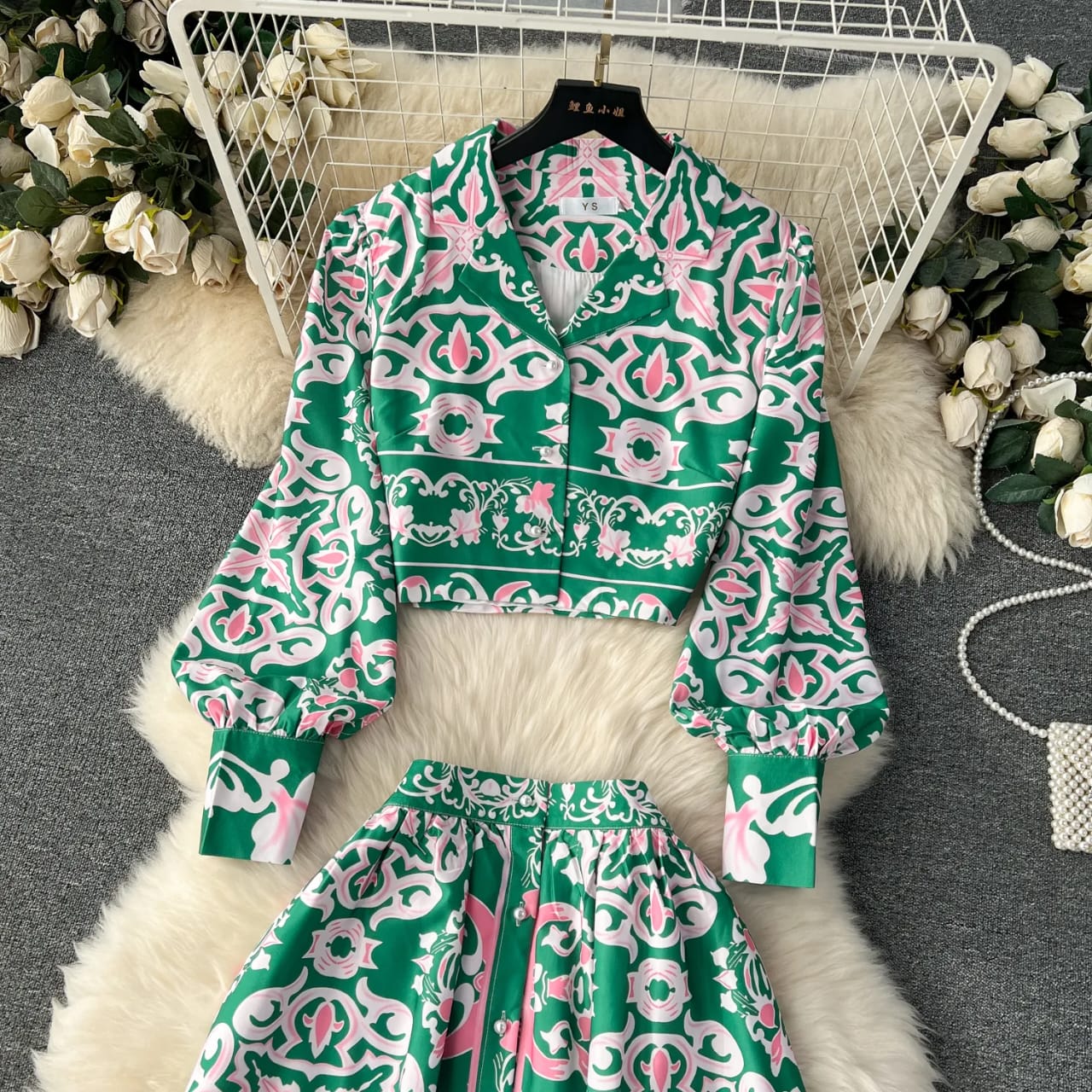 crop top with skirt set